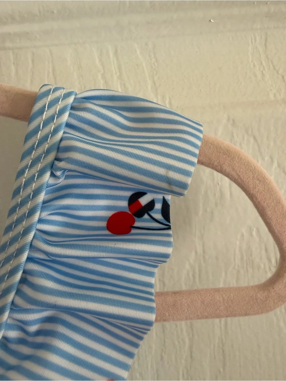 Tommy Hilfiger Light Blue/White Striped Kids Bikini w/Tommy Logo Cherry Print -6